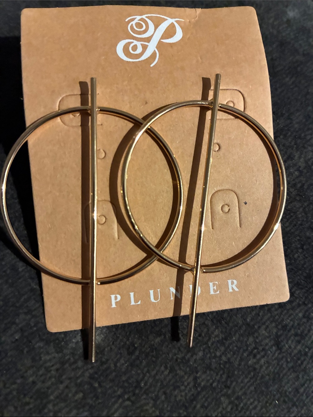 Plunder Gold Modern Hoop & Bar Drop Earrings - Picture 1 of 4